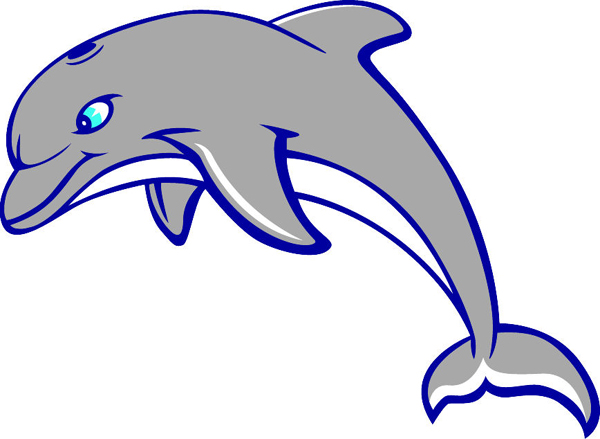 Dolphin team mascot color vinyl sports sticker. Customize on line. Dolphin 1
